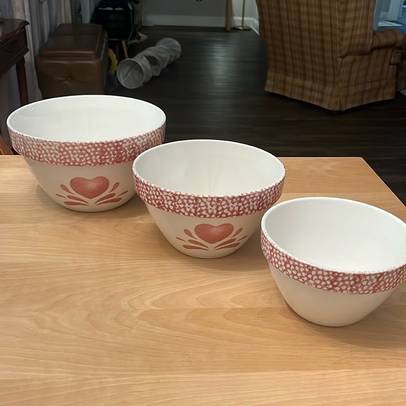house of Lloyd Other - Set of 3 Vintage 1994 House of Lloyd Pink Country Heart Mixing Nesting Bowls